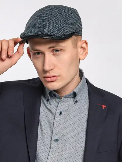 Синяя кепка из смесовой шерсти